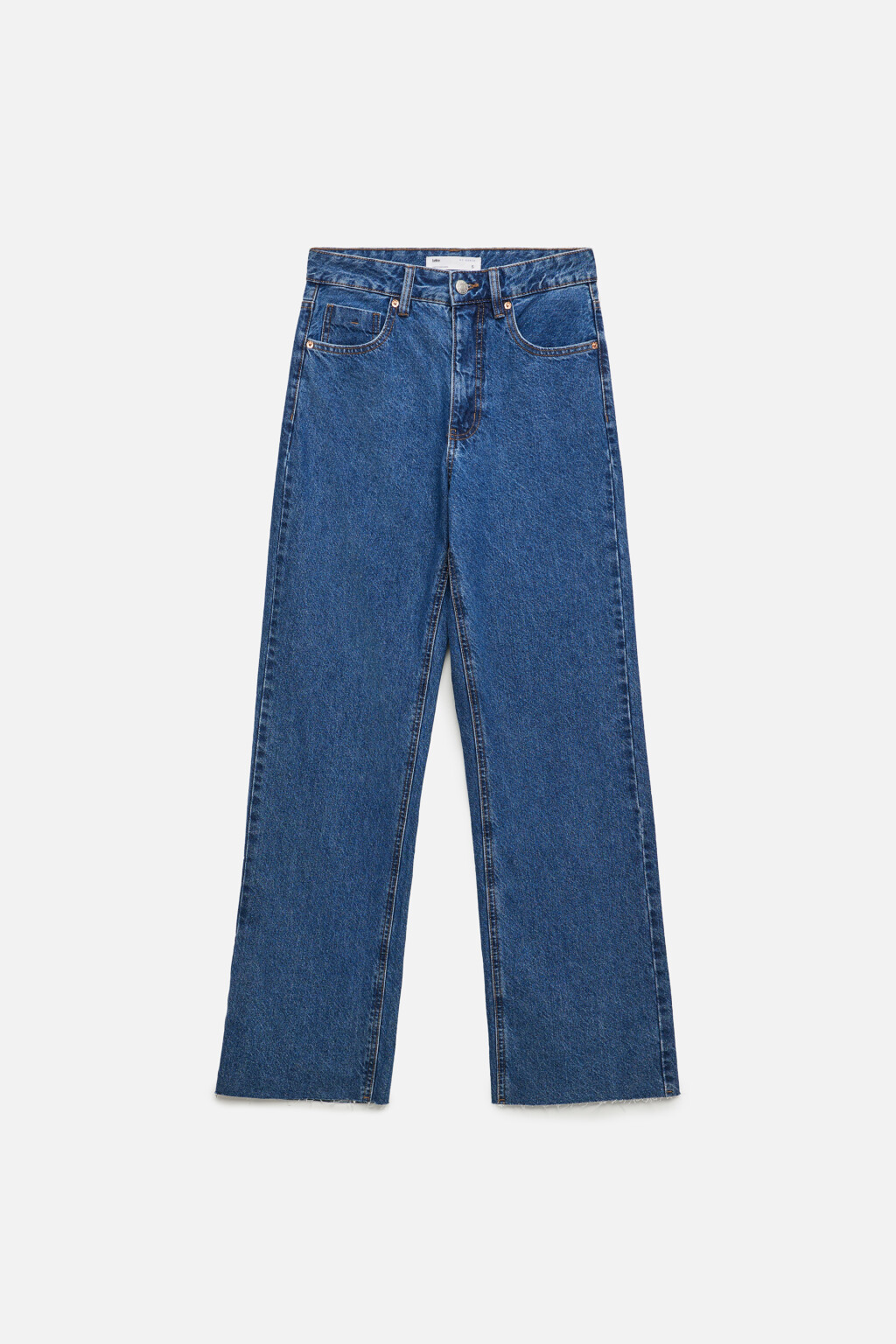 Джинсы широкие с высокой посадкой и открытыми срезами - цвет голубой - 8