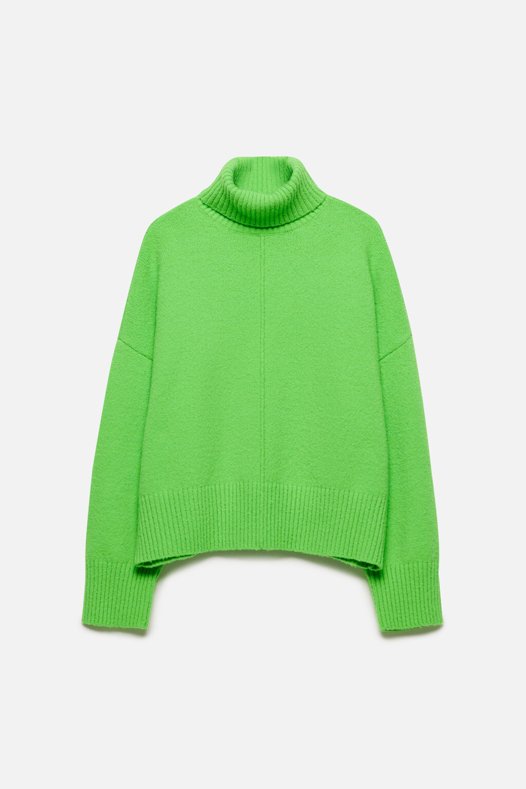 Свитер oversize вязаный с высоким воротником - цвет зеленый - 8