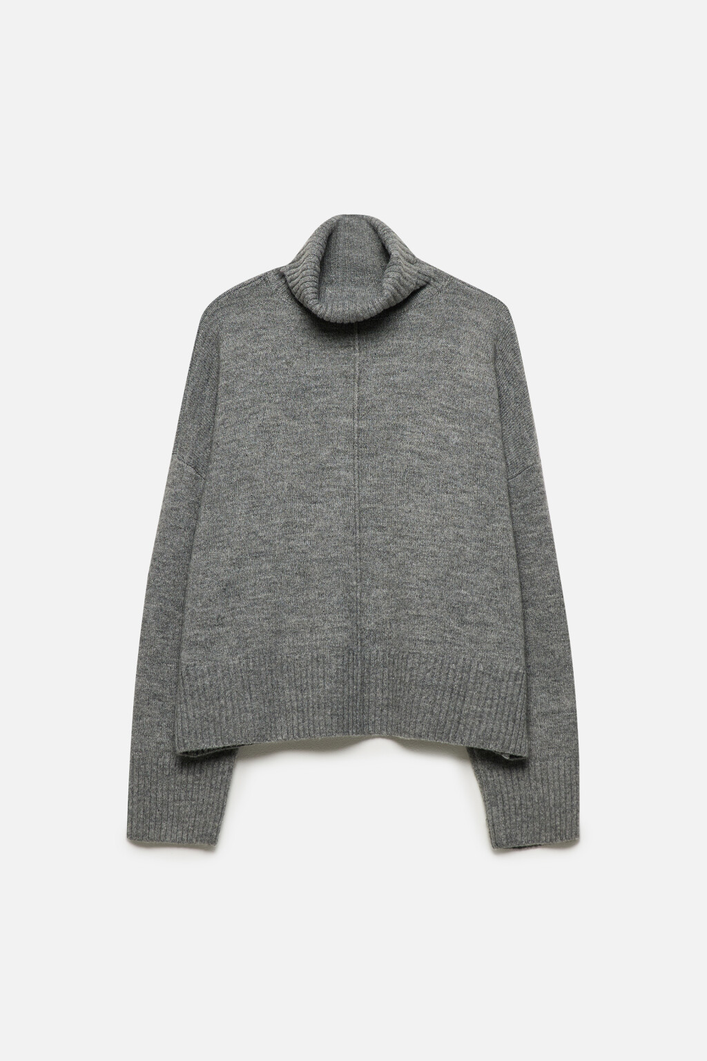 Свитер oversize вязаный с высоким воротником - цвет серый - 8