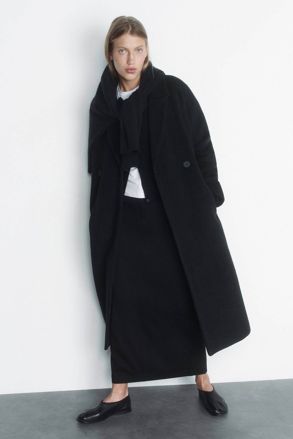 Пальто классическое с широким поясом - цвет черный - 11