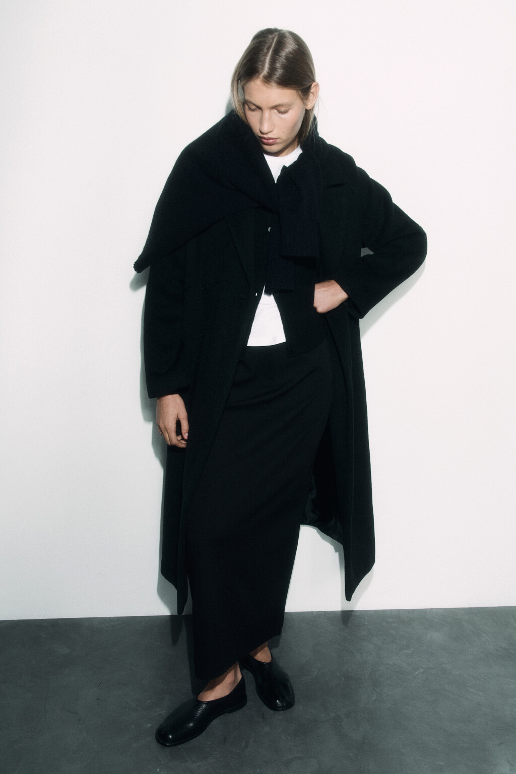 Пальто классическое с широким поясом - цвет черный - 12