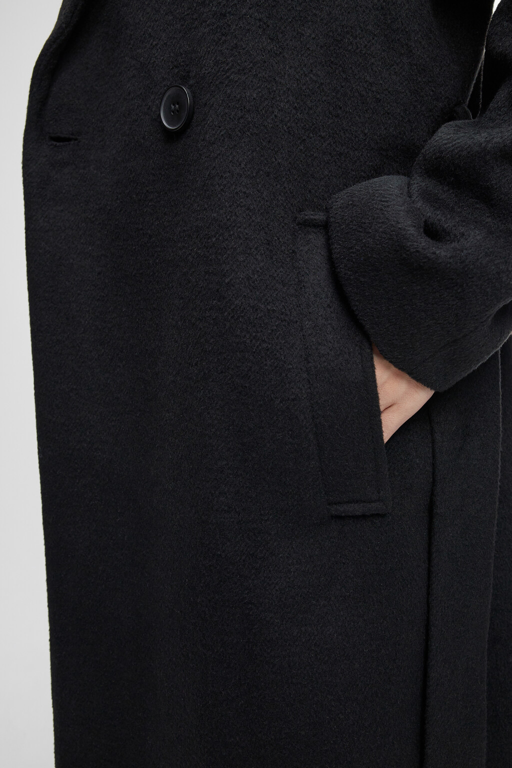 Пальто классическое с широким поясом - цвет черный - 6