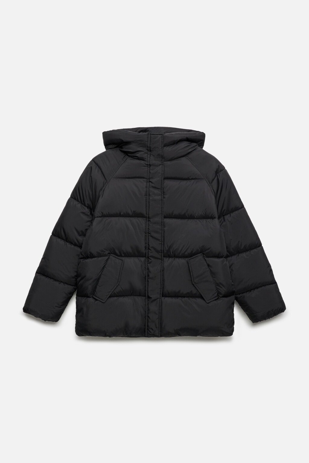 Куртка oversize стеганая утепленная с капюшоном - цвет черный - 10