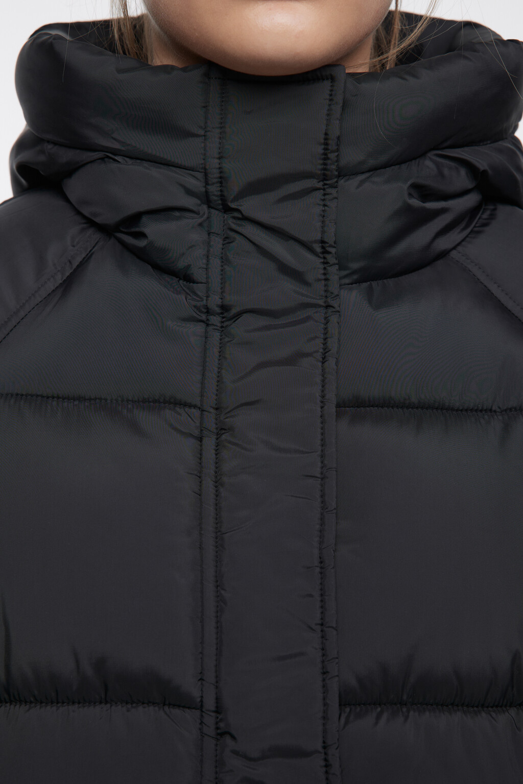 Куртка oversize стеганая утепленная с капюшоном - цвет черный - 6