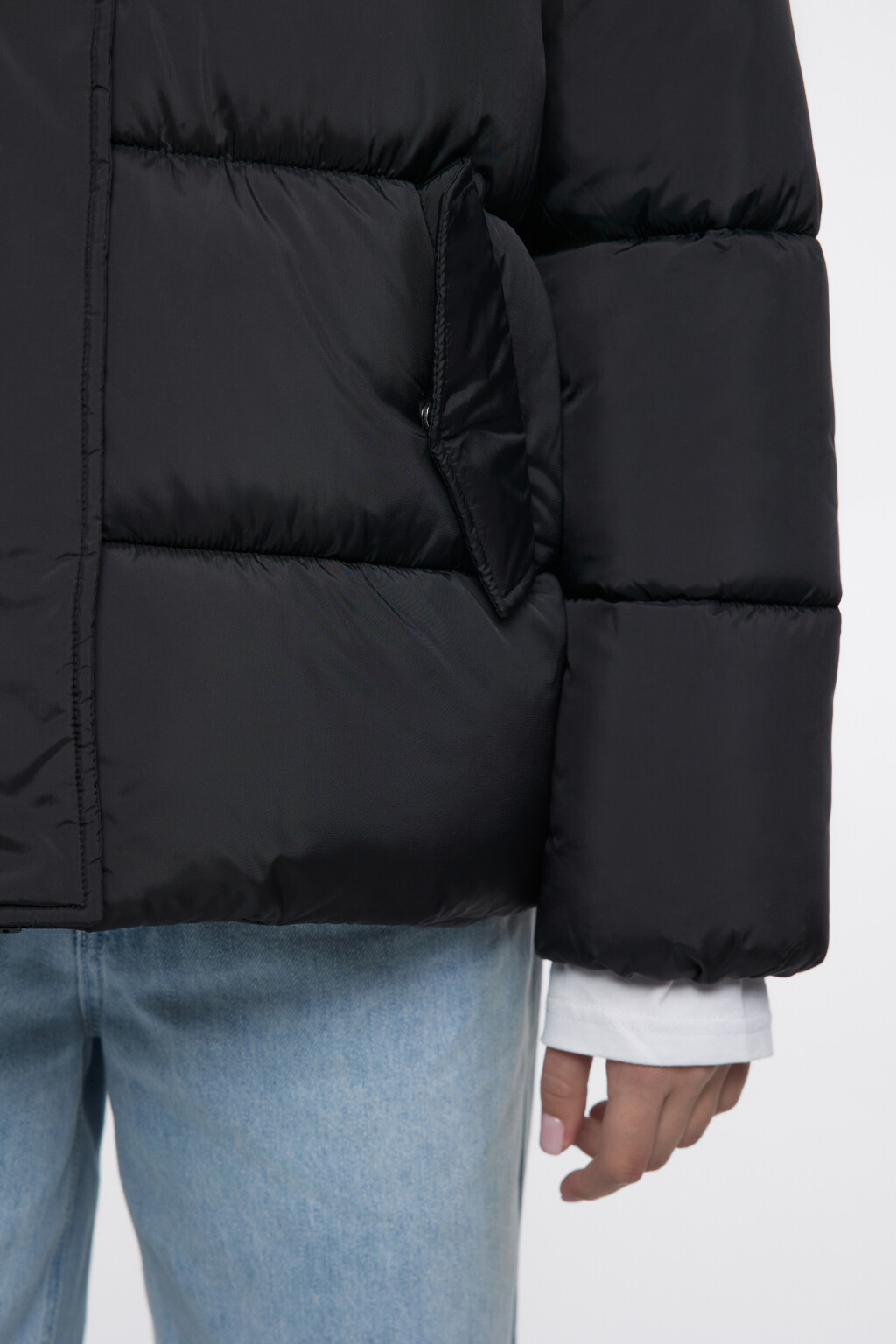 Куртка oversize стеганая утепленная с капюшоном - цвет черный - 7