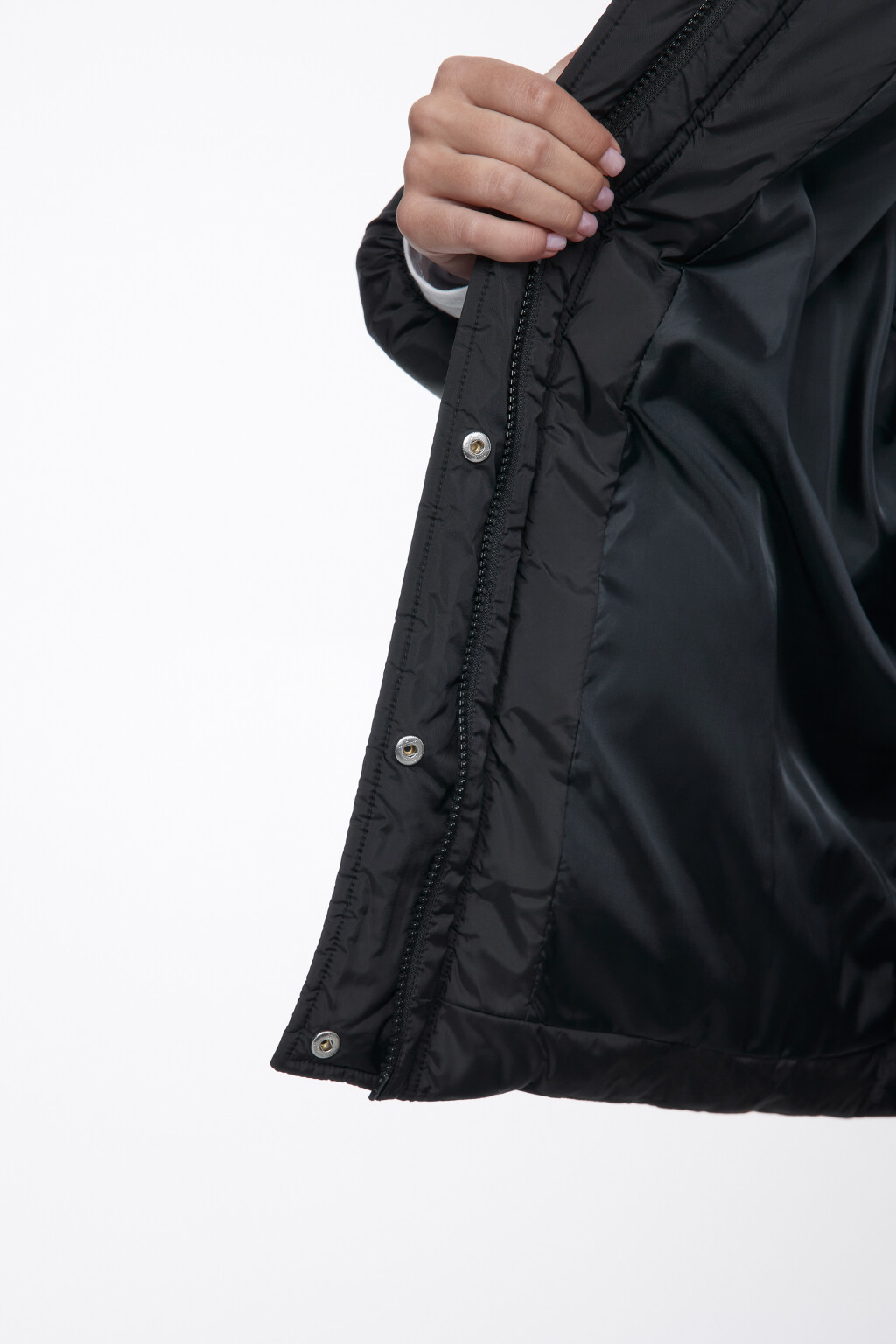 Куртка oversize стеганая утепленная с капюшоном - цвет черный - 8