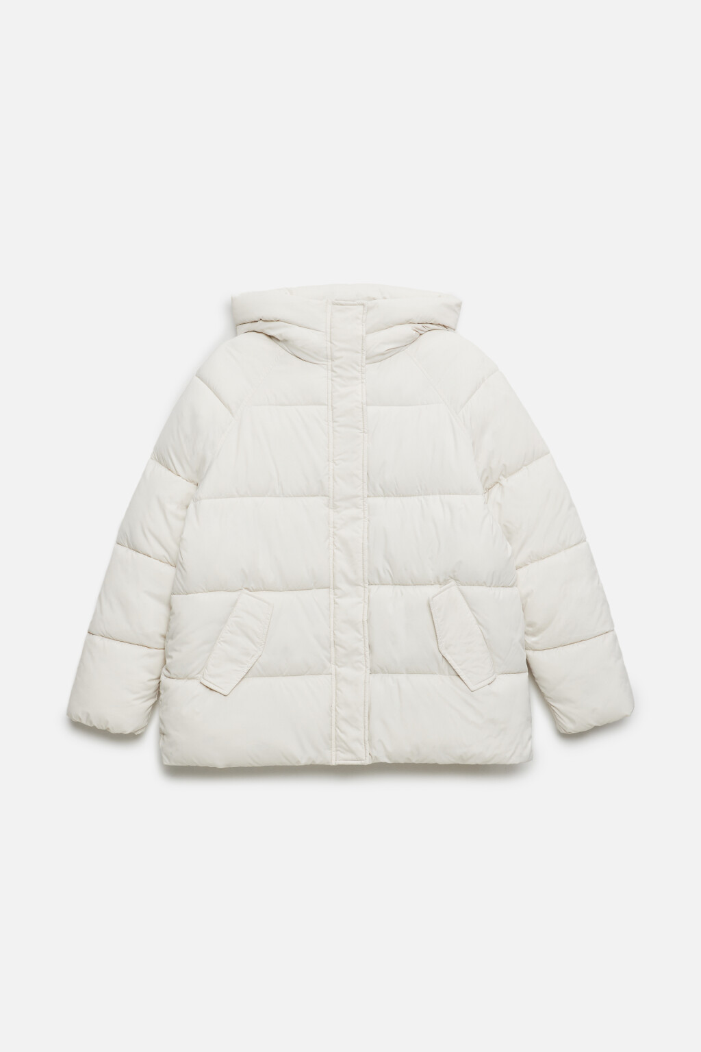 Куртка oversize стеганая утепленная с капюшоном - цвет молочный - 11