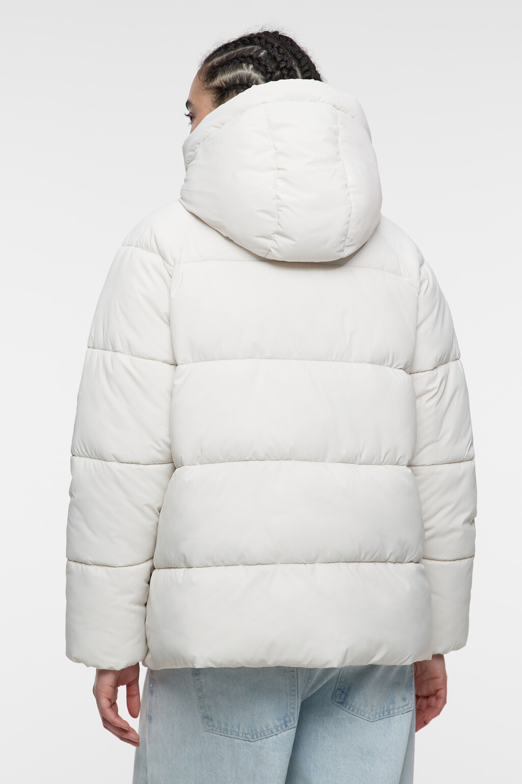 Куртка oversize стеганая утепленная с капюшоном - цвет молочный - 4