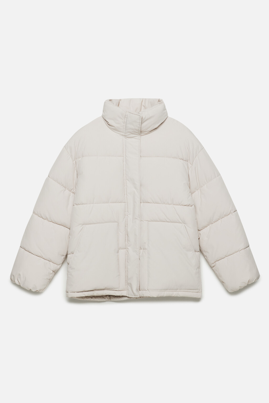 Куртка oversize короткая стеганая с воротником-стойкой - цвет бежевый - 10