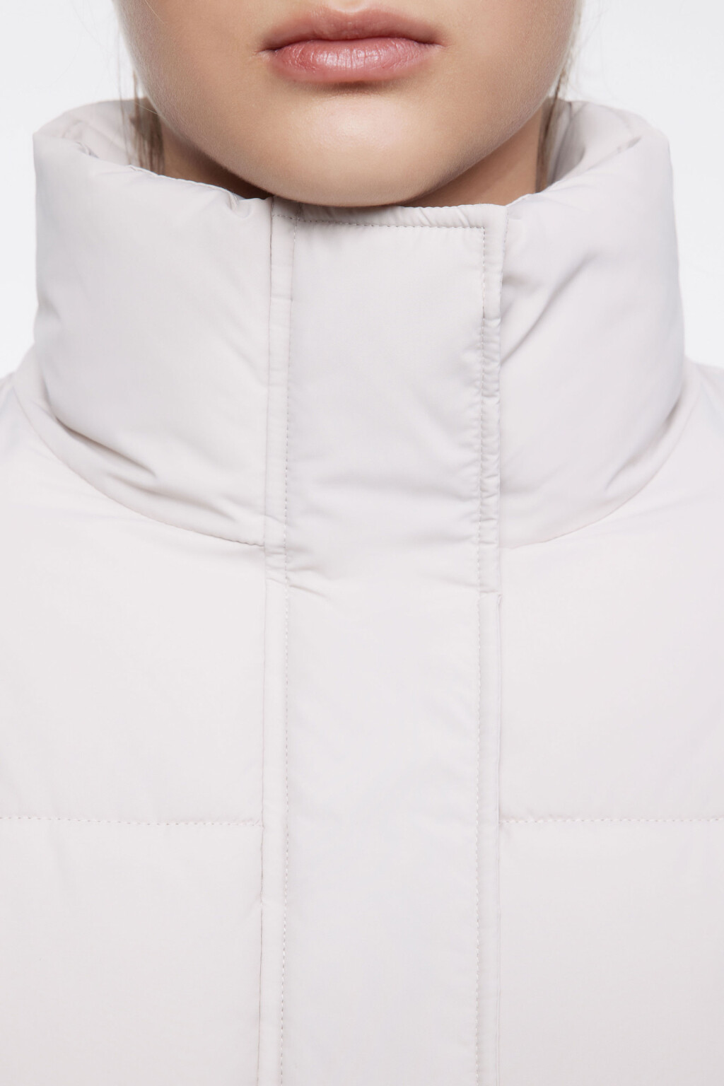 Куртка oversize короткая стеганая с воротником-стойкой - цвет бежевый - 6