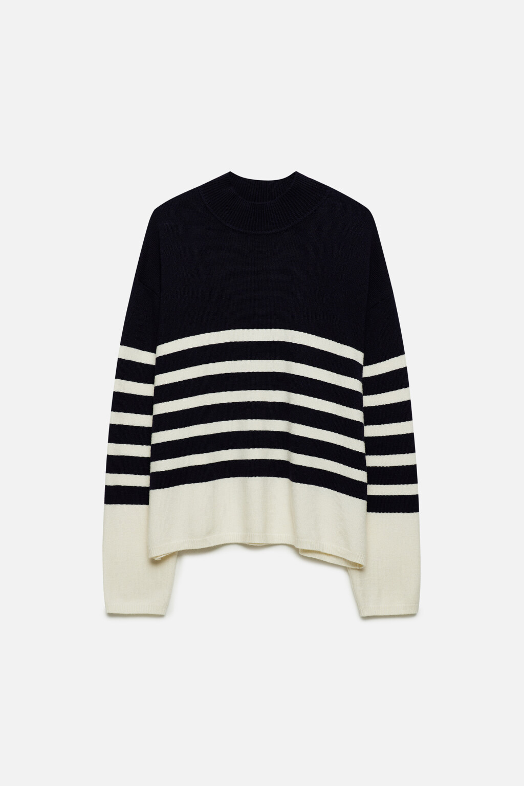 Свитер вязаный вискозный с коротким воротником - цвет синий - 7