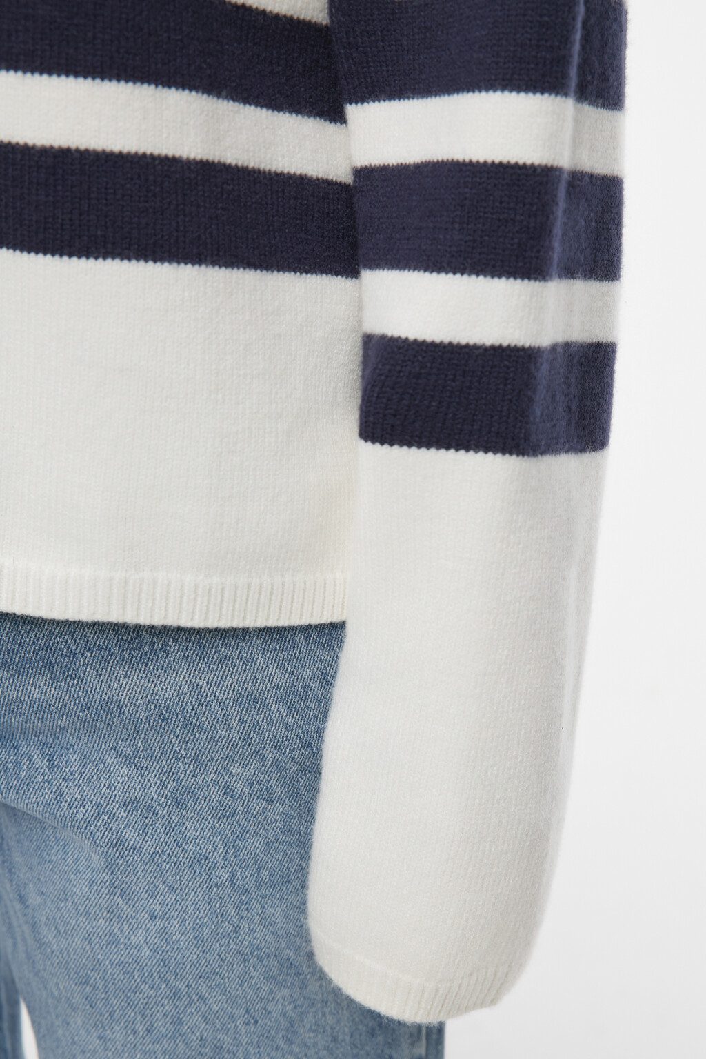 Свитер вязаный вискозный с коротким воротником - цвет синий - 6