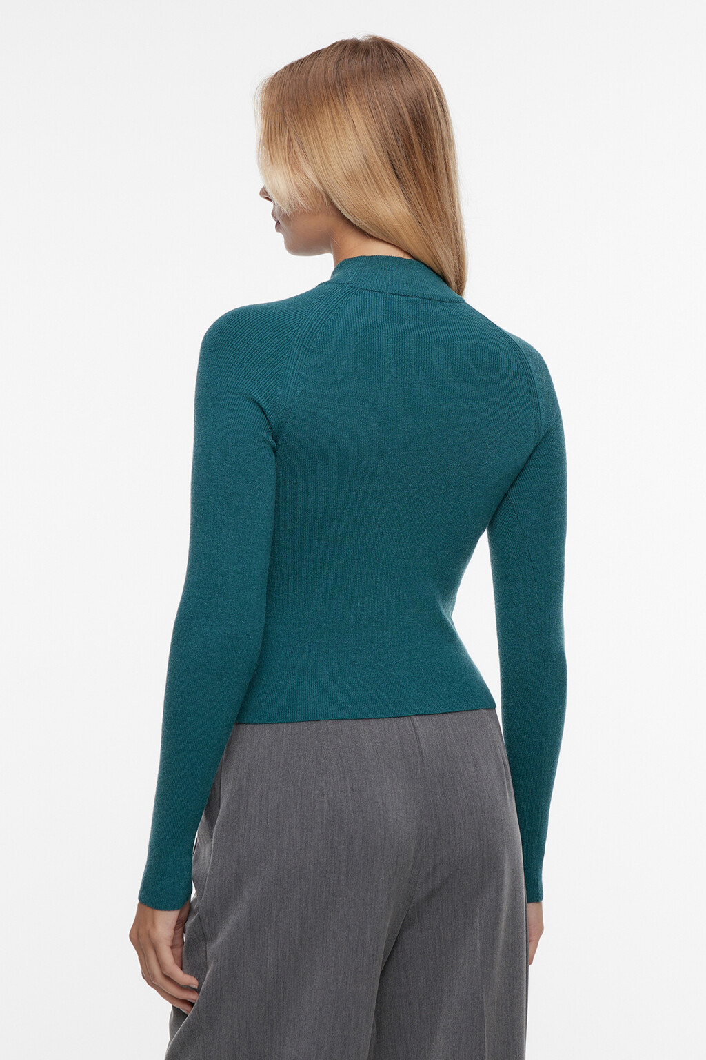Водолазка вискозная облегающая с коротким воротником - цвет зеленый - 3