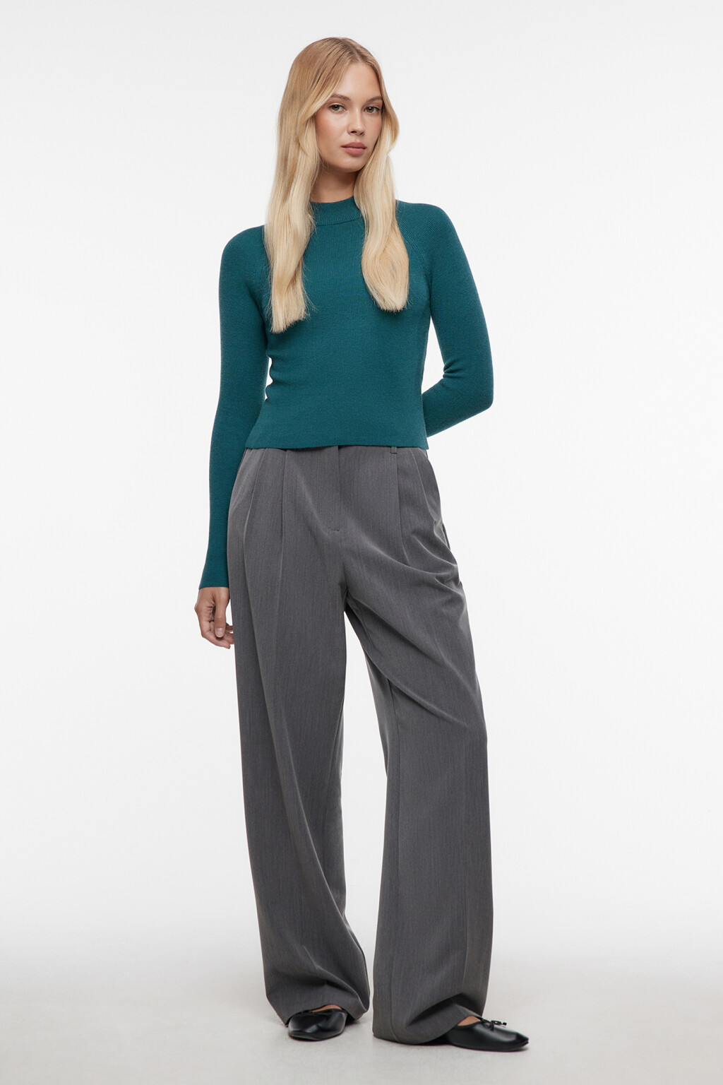 Водолазка вискозная облегающая с коротким воротником - цвет зеленый - 1