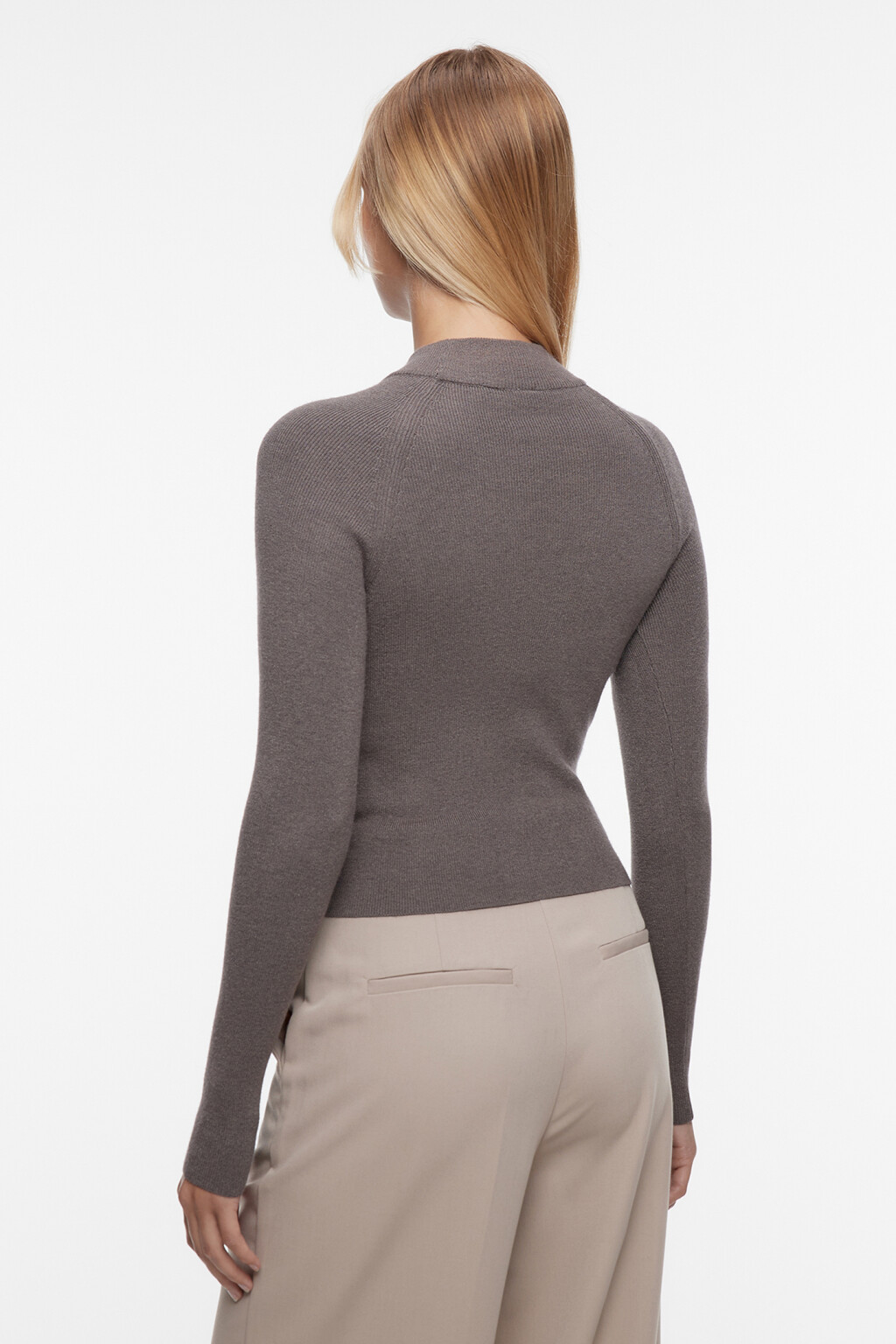 Водолазка вискозная облегающая с коротким воротником - цвет бежевый - 3