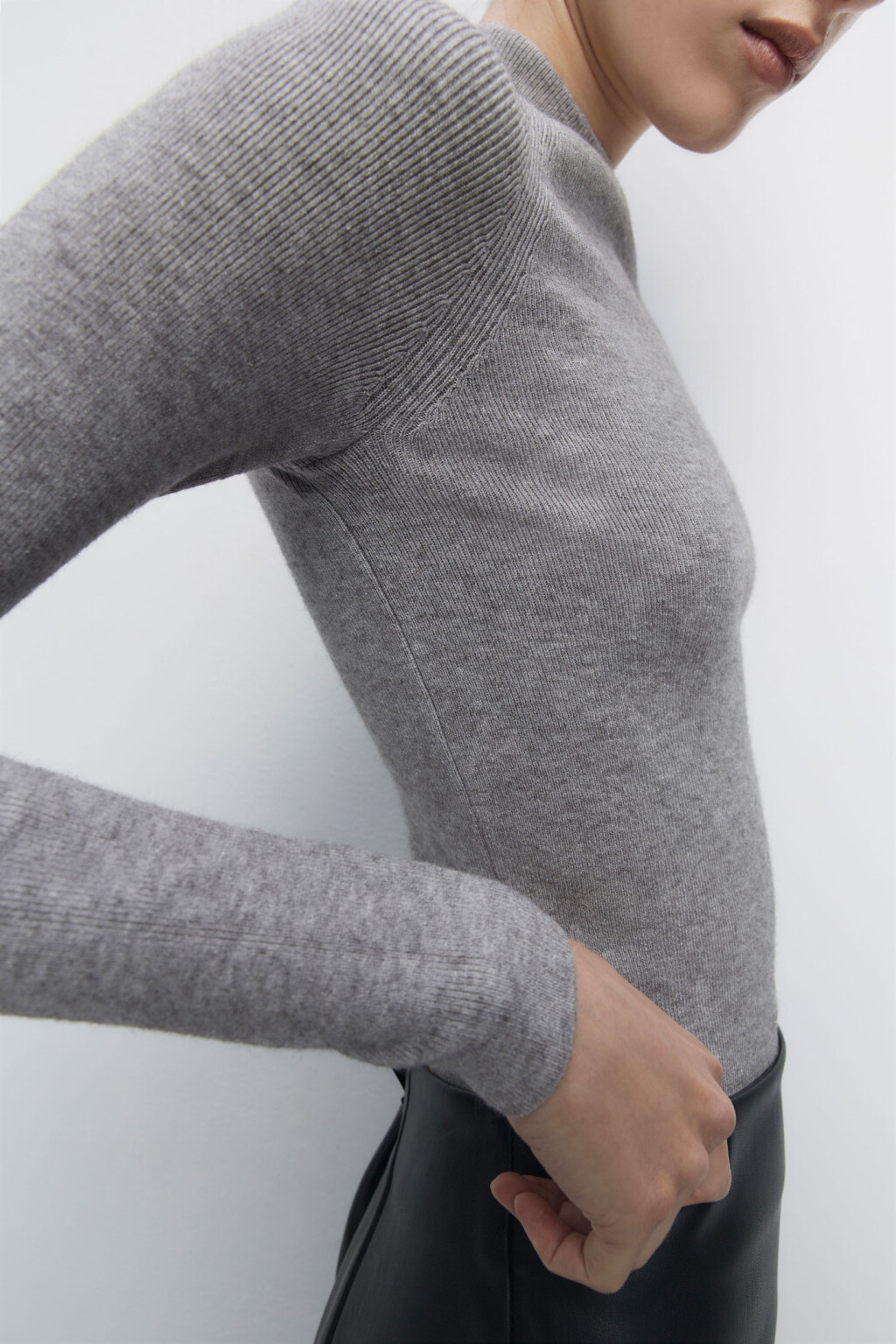 Водолазка вискозная облегающая с коротким воротником - цвет серый - 8