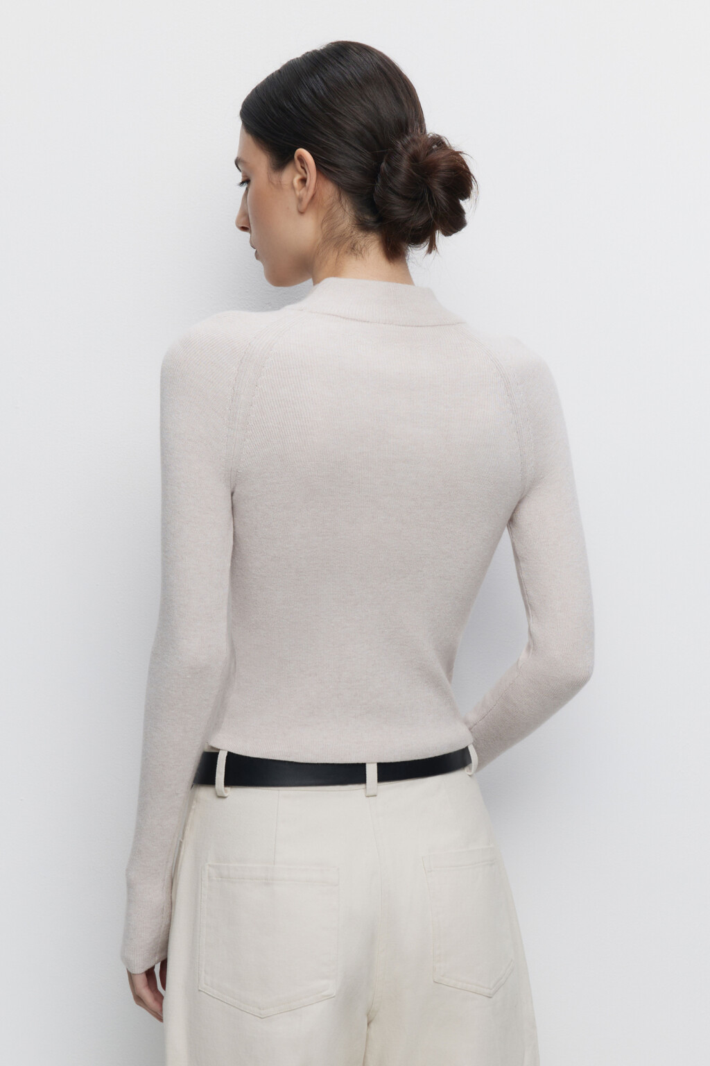 Водолазка вискозная облегающая с коротким воротником - цвет бежевый - 5