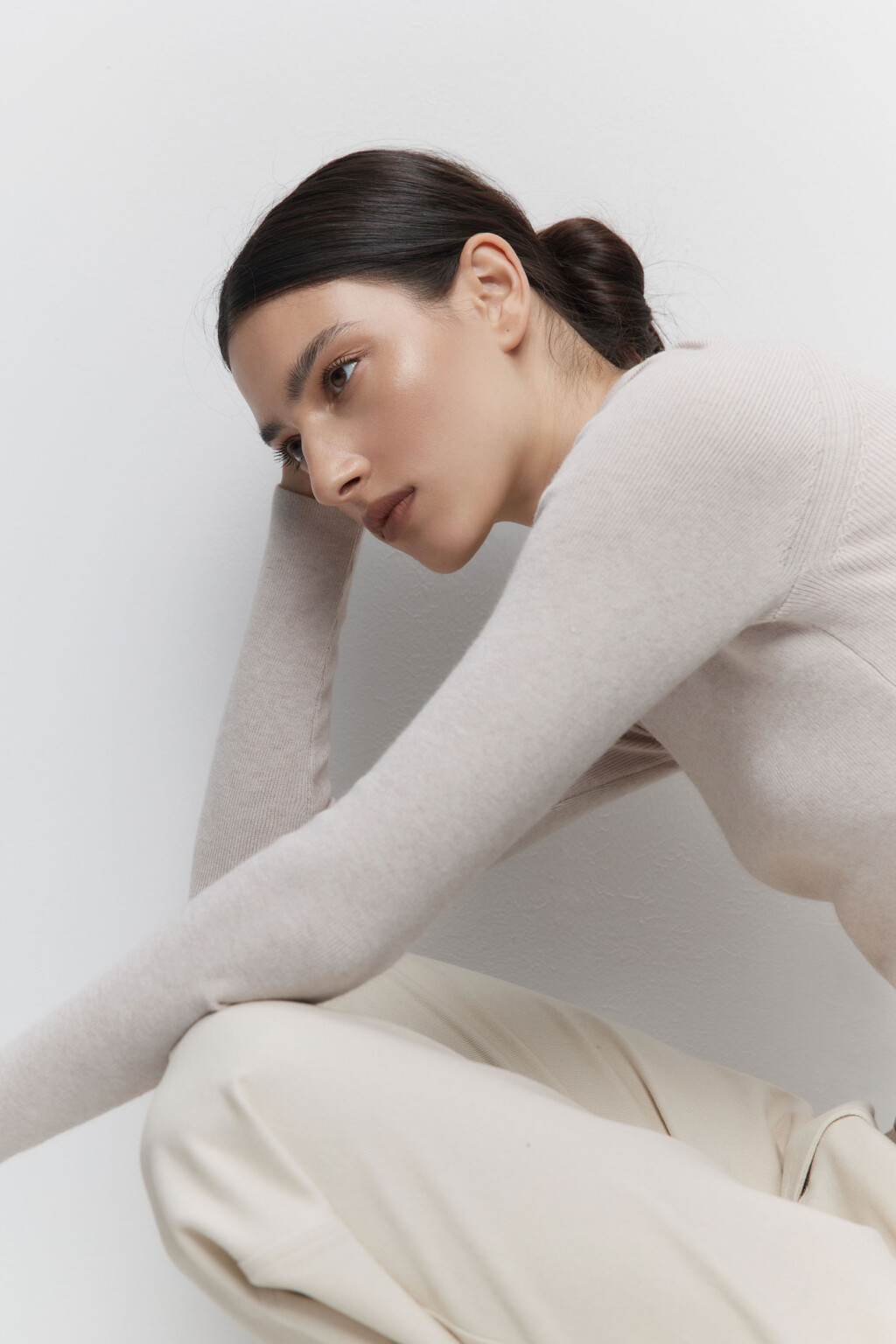 Водолазка вискозная облегающая с коротким воротником - цвет бежевый - 6