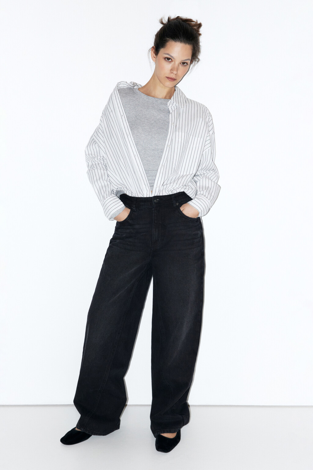 Джинсы wide широкие с перекрученным швом - цвет черный - 6