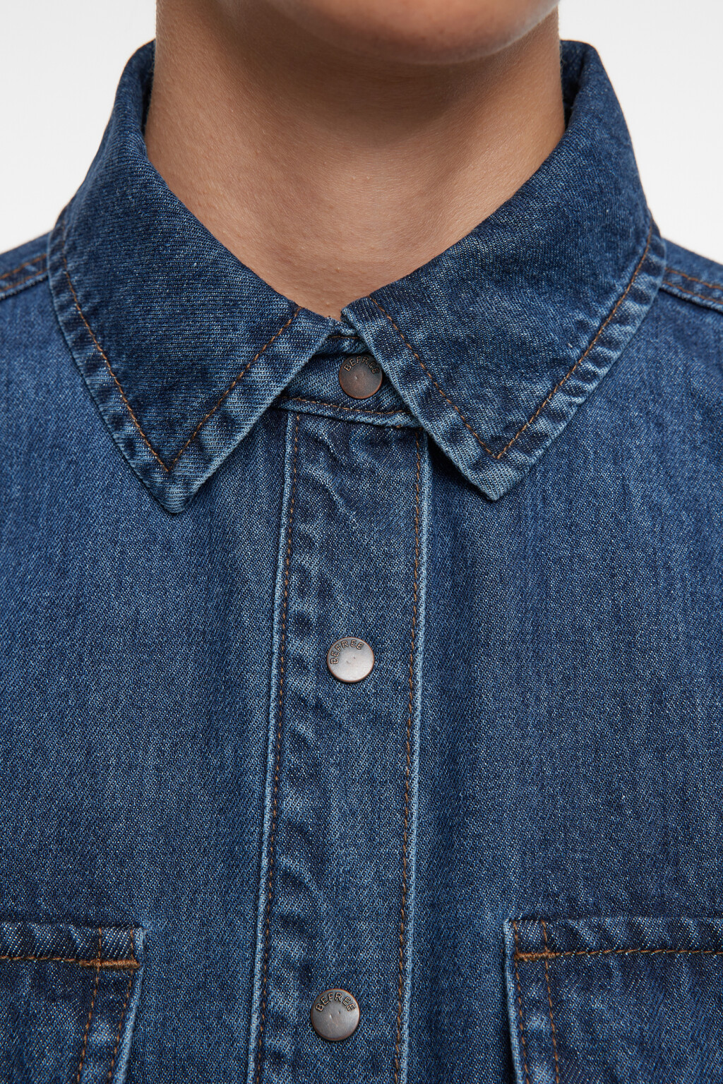 Рубашка oversize джинсовая с нагрудными карманами - цвет синий - 5