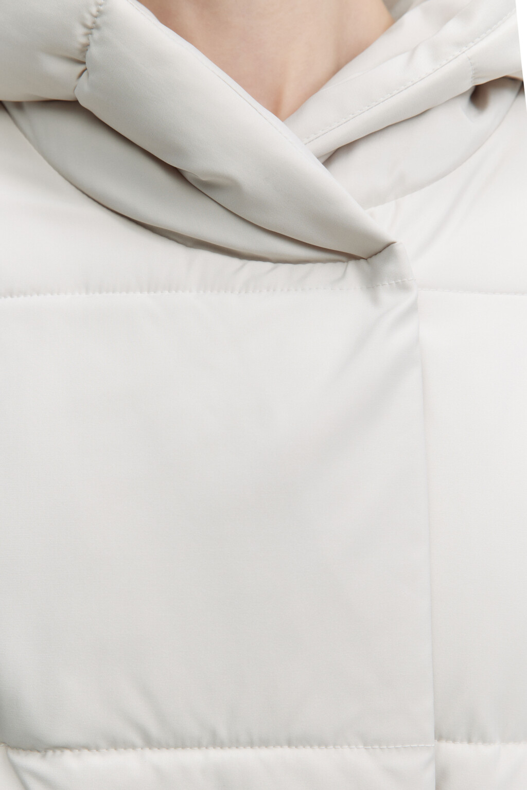 Пальто стеганое утепленное с капюшоном и поясом - цвет бежевый - 5