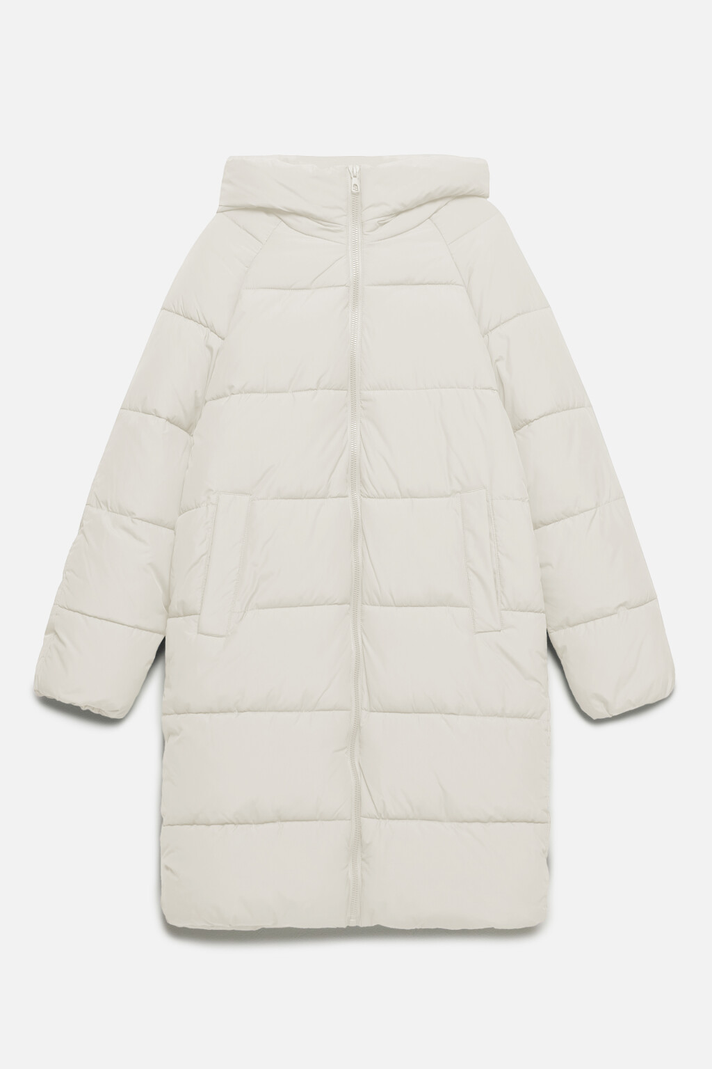Пальто длинное стеганое утепленное с капюшоном - цвет молочный - 8