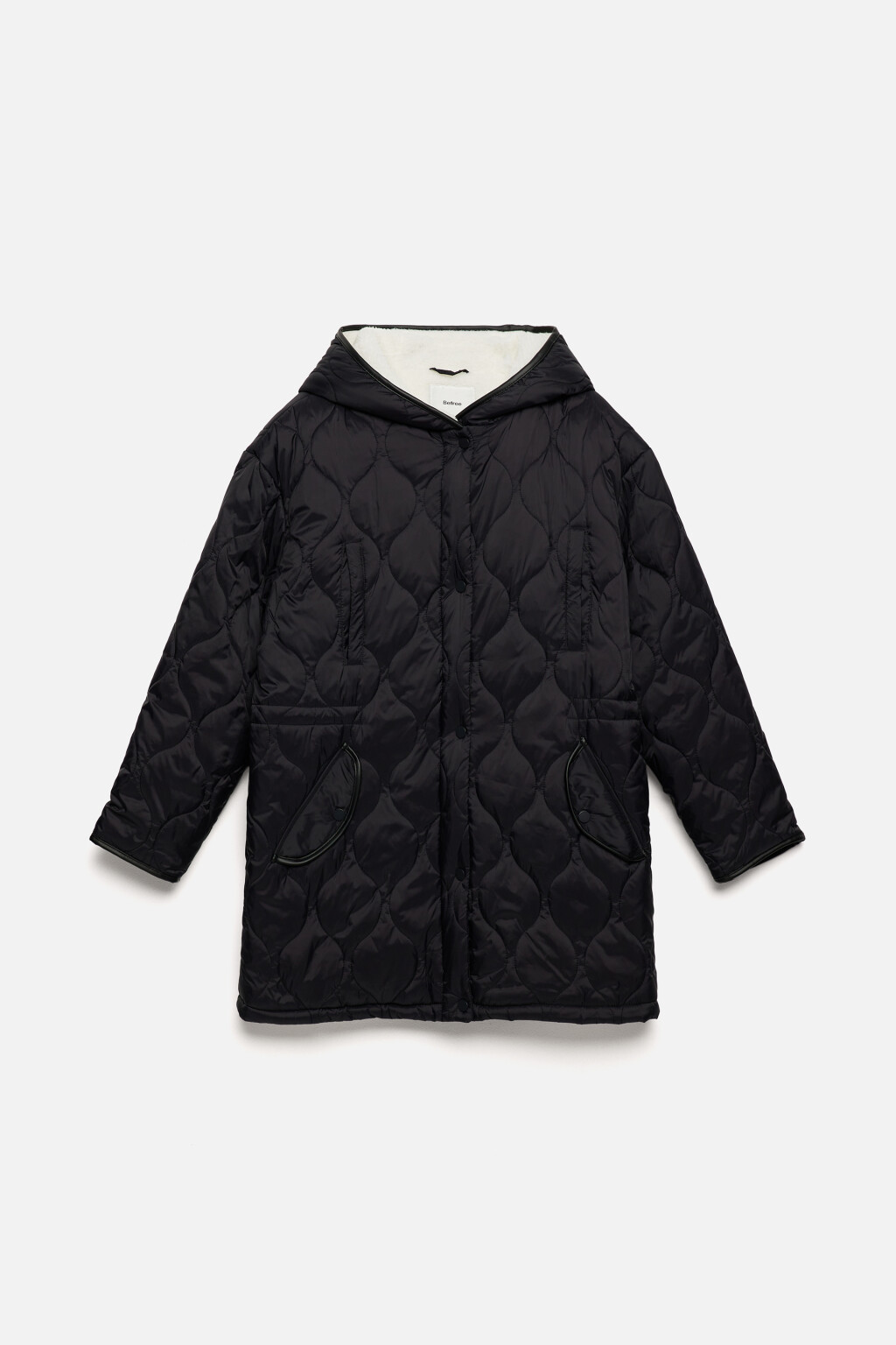 Куртка-парка стеганая с меховой подкладкой и капюшоном - цвет черный - 9