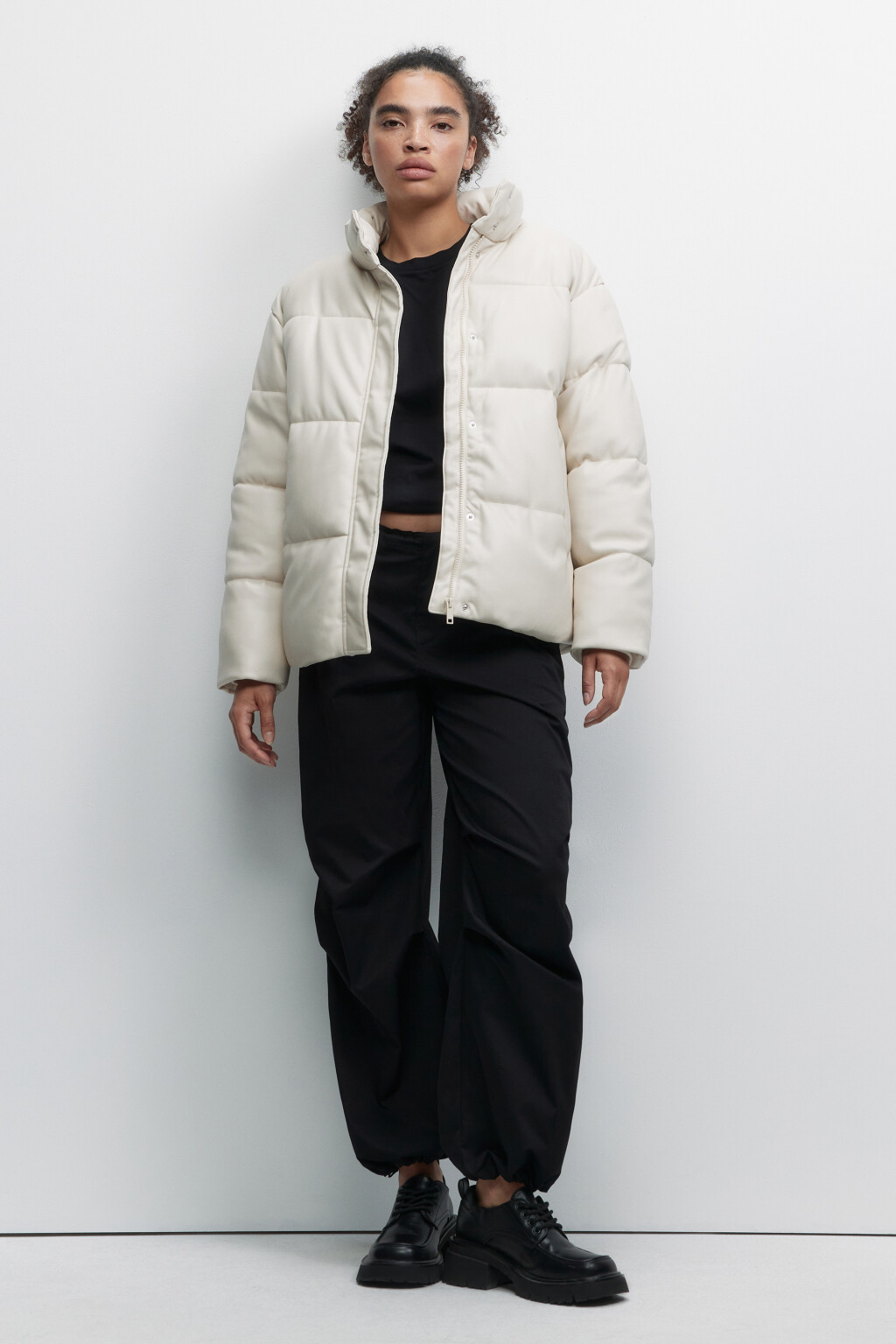 Куртка стеганая с воротником-стойкой - цвет бежевый - 1