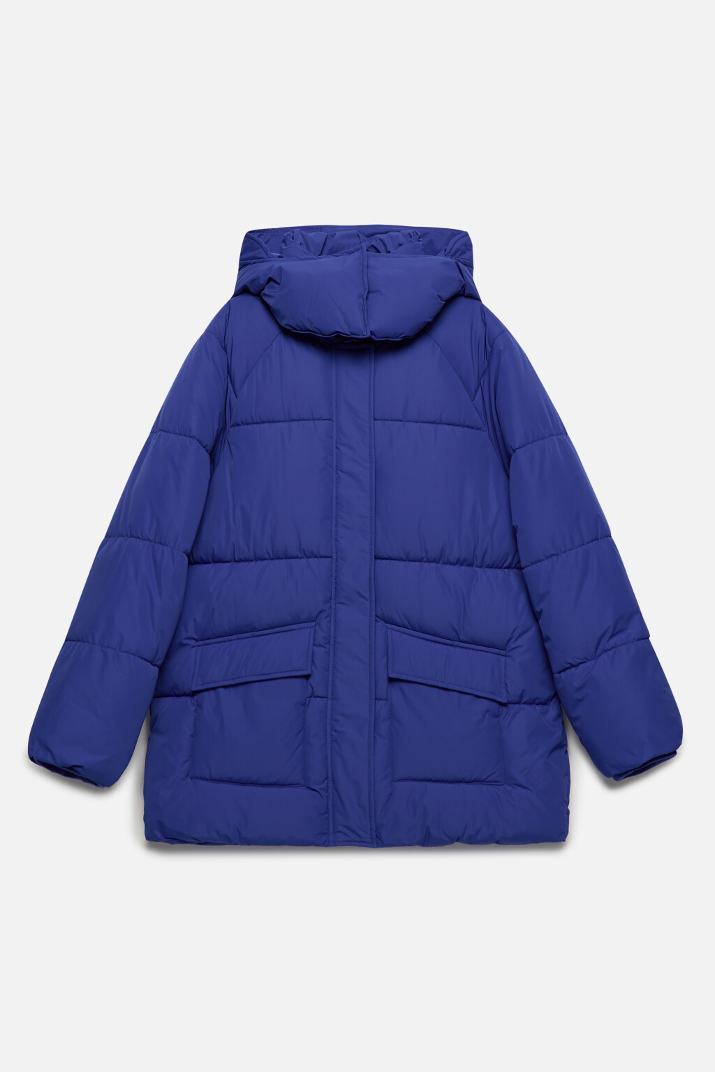 Куртка oversize стеганая утепленная с капюшоном - цвет синий - 10