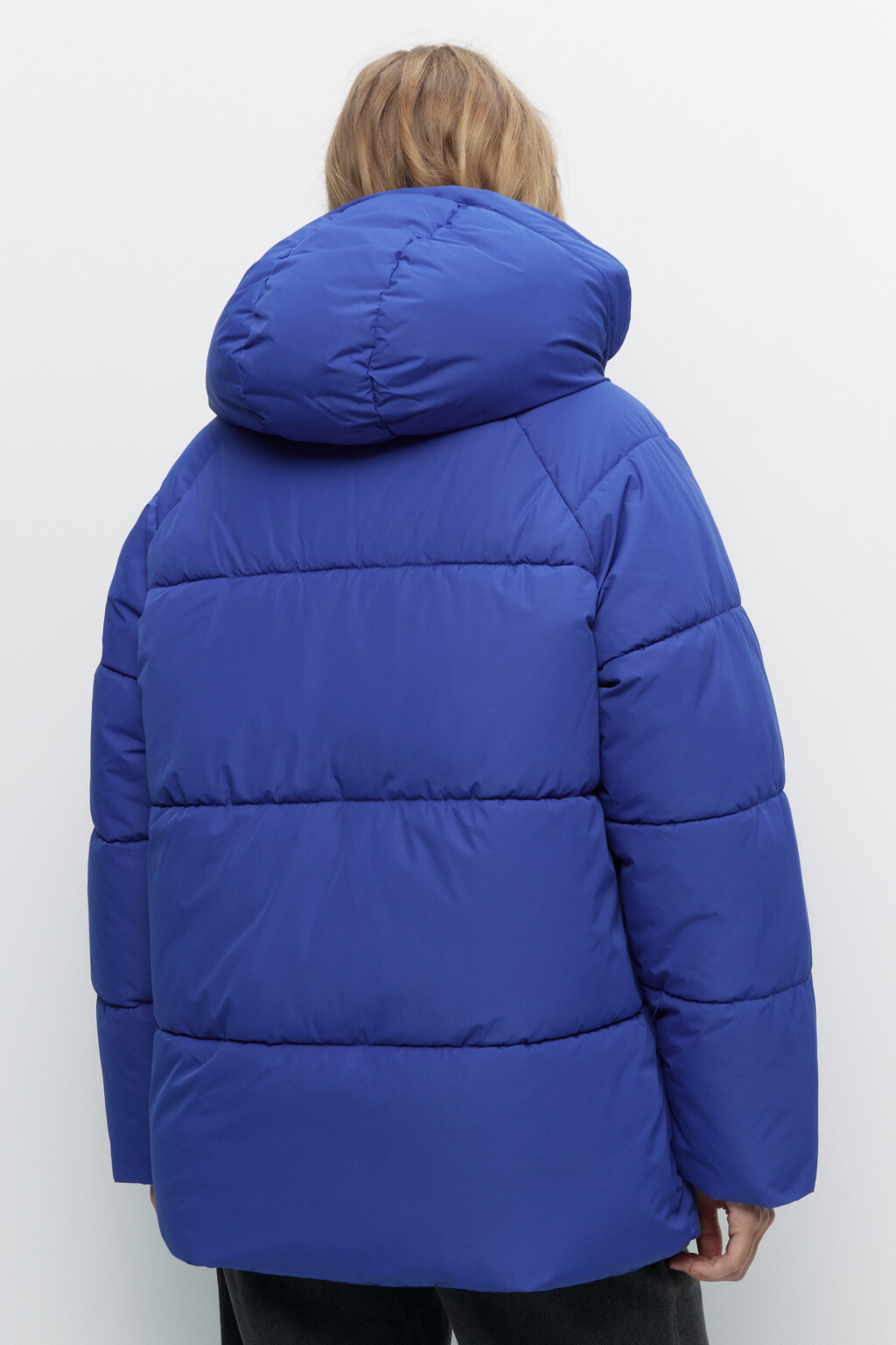 Куртка oversize стеганая утепленная с капюшоном - цвет синий - 5