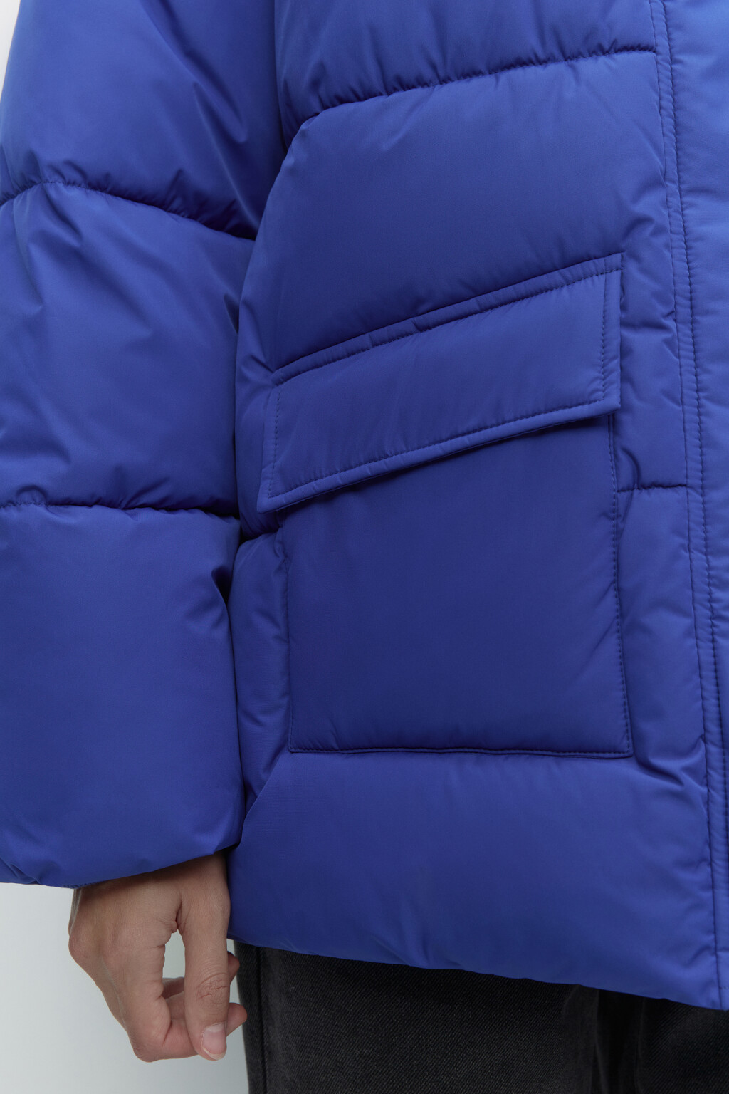 Куртка oversize стеганая утепленная с капюшоном - цвет синий - 6