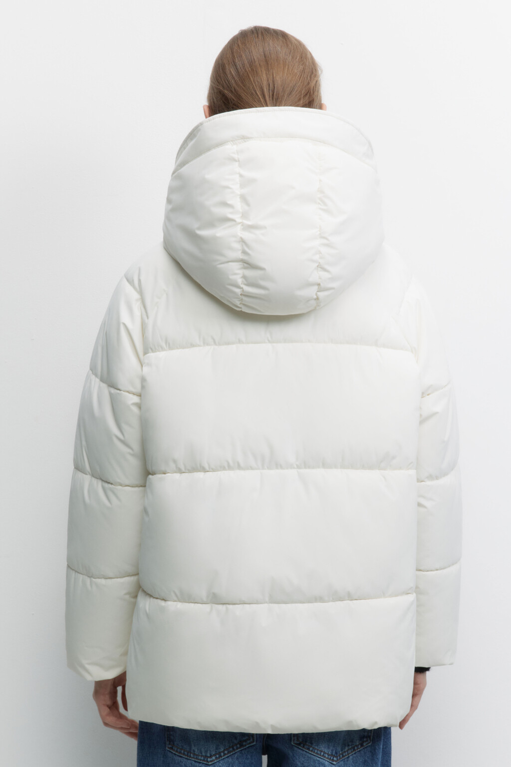 Куртка oversize стеганая утепленная с капюшоном - цвет молочный - 5