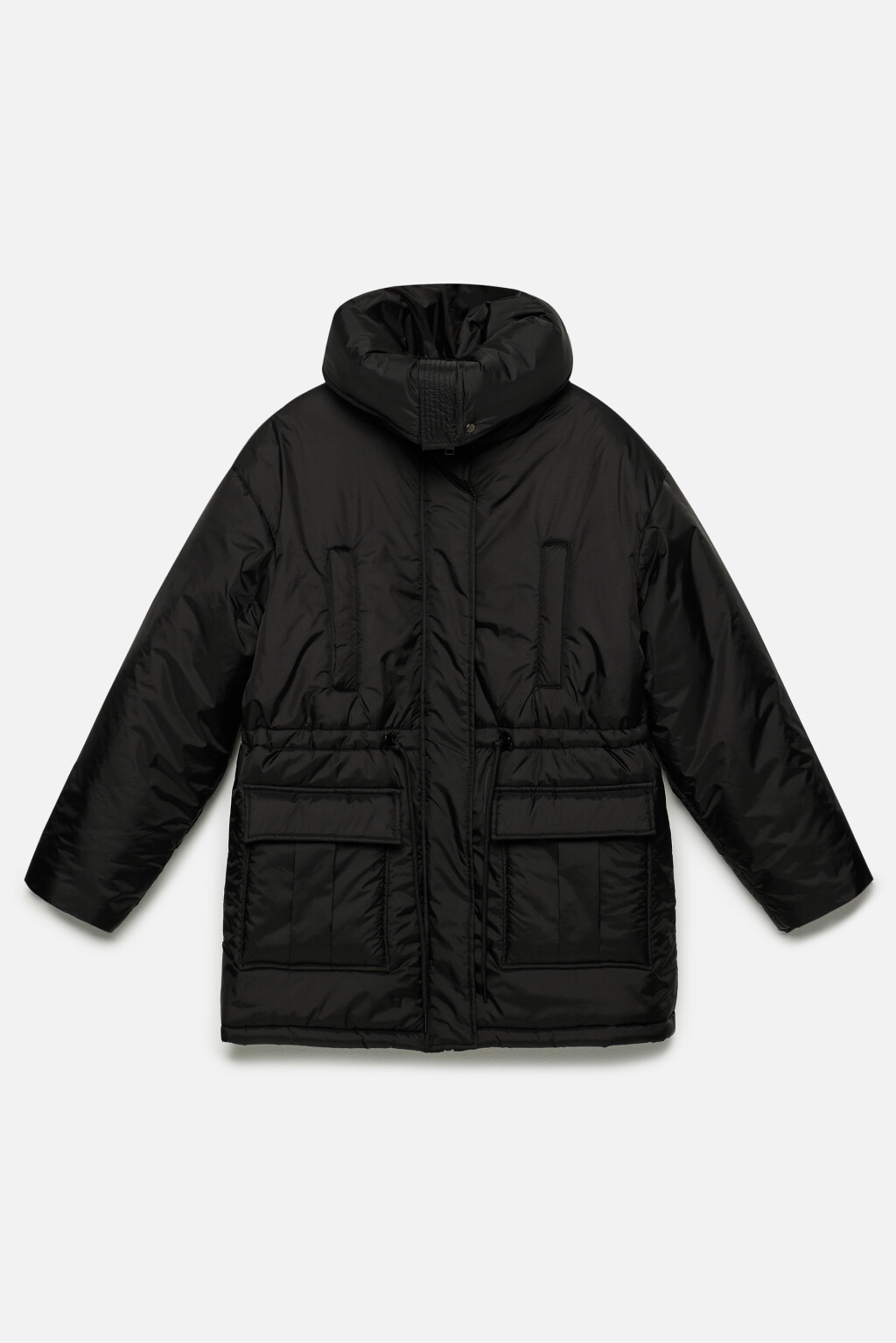 Куртка из плащевой ткани с широким воротником - цвет черный - 8
