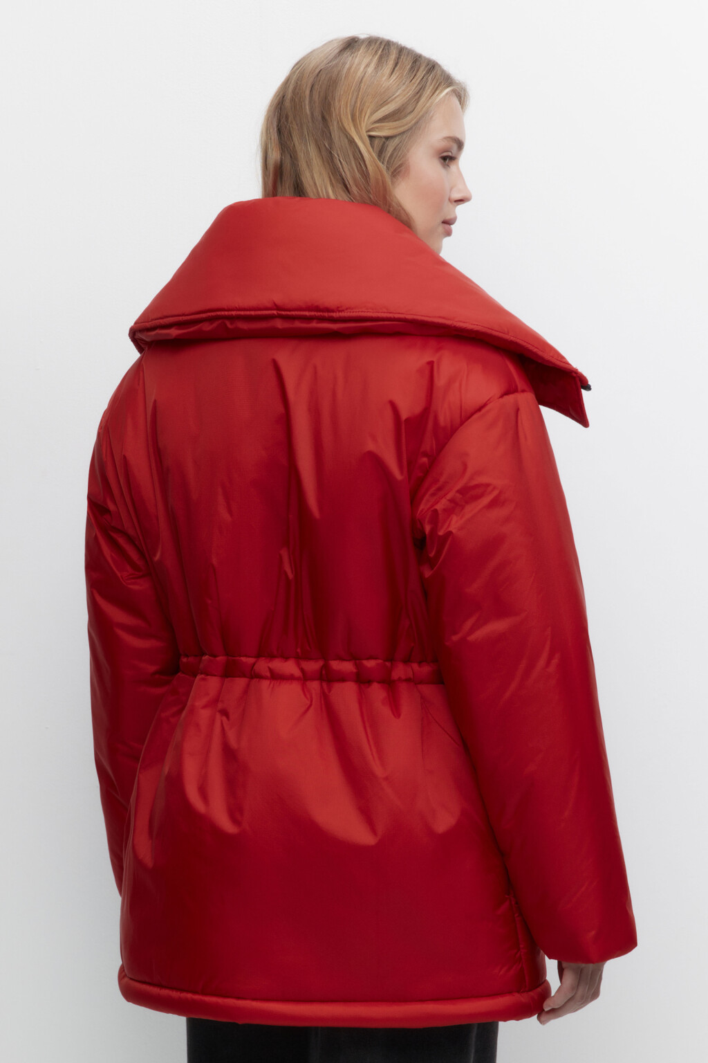 Куртка из плащевой ткани с широким воротником - цвет красный - 4