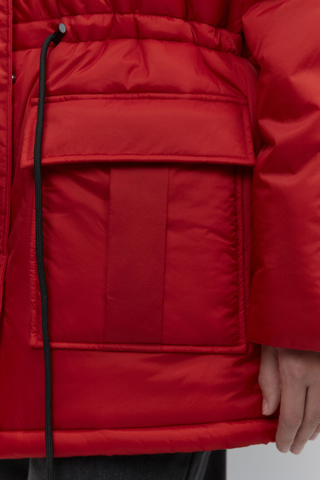 Куртка из плащевой ткани с широким воротником - цвет красный - 7