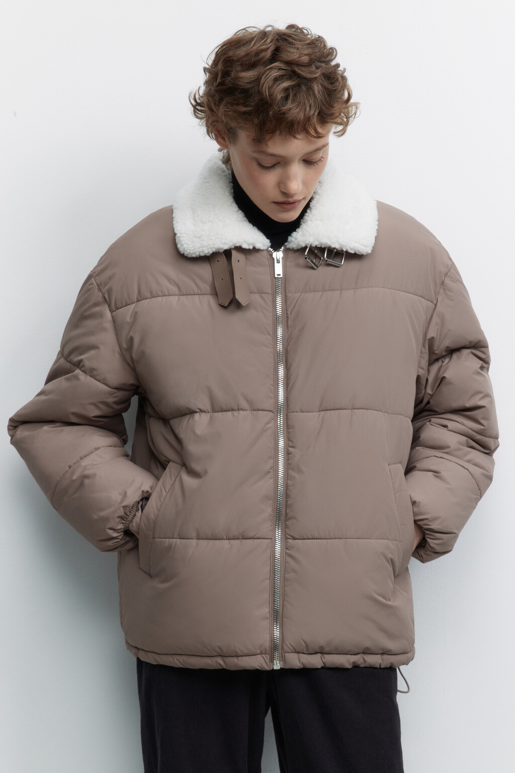Куртка стеганая с подкладкой и воротом - цвет бежевый - 2