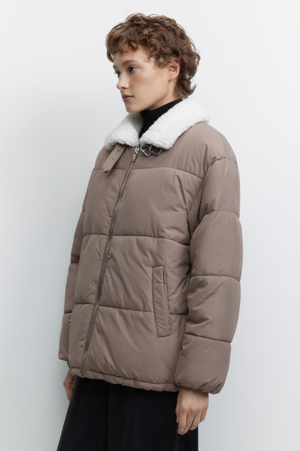 Куртка стеганая с подкладкой и воротом - цвет бежевый - 3