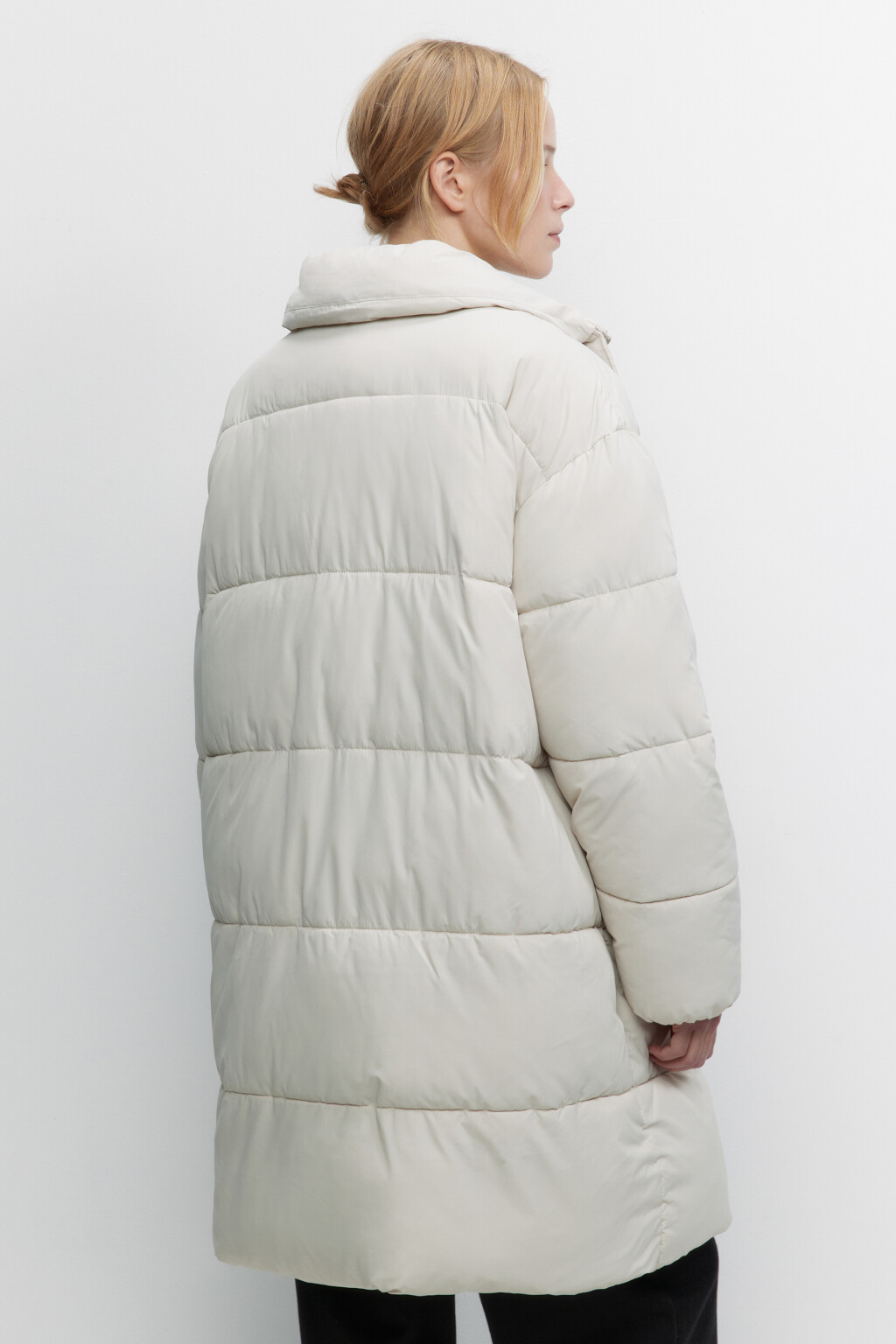 Куртка удлиненная стеганая с воротником-стойкой - цвет молочный - 4