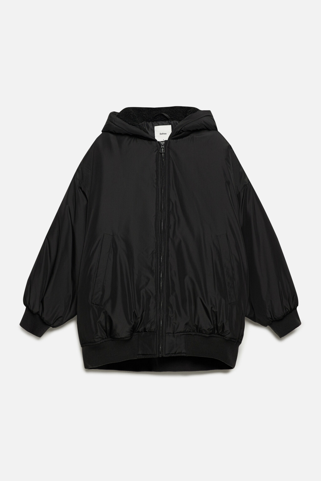Куртка-бомбер oversize утепленная с капюшоном - цвет черный - 8