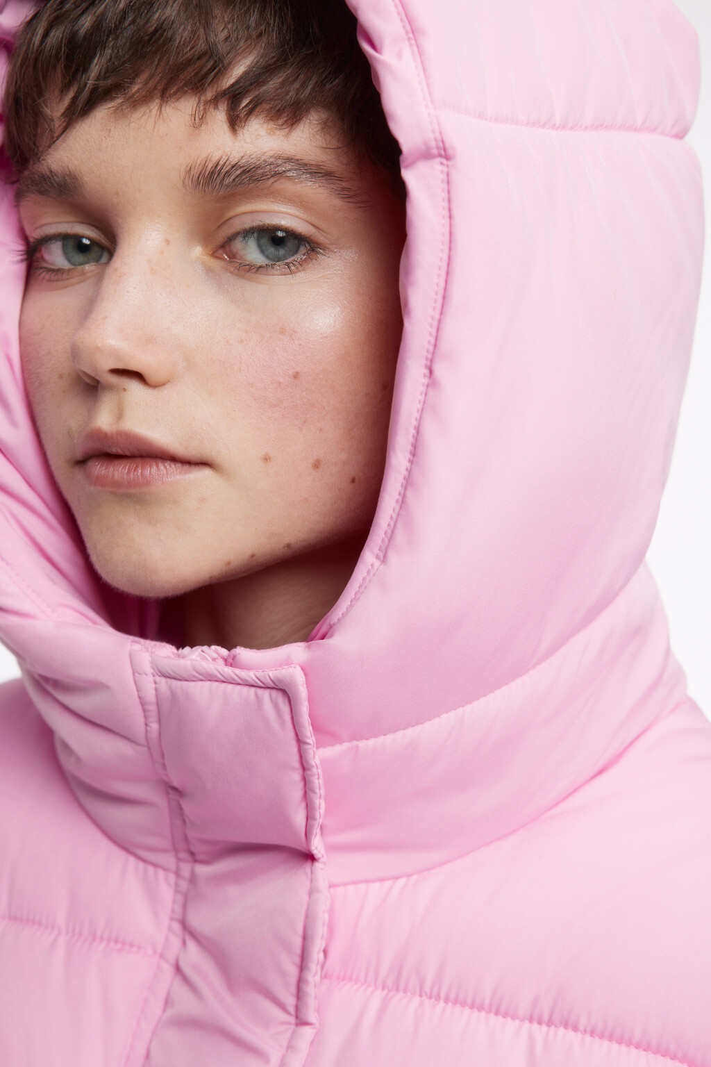 Куртка стеганая с поясом и капюшоном с ушками - цвет розовый - 7