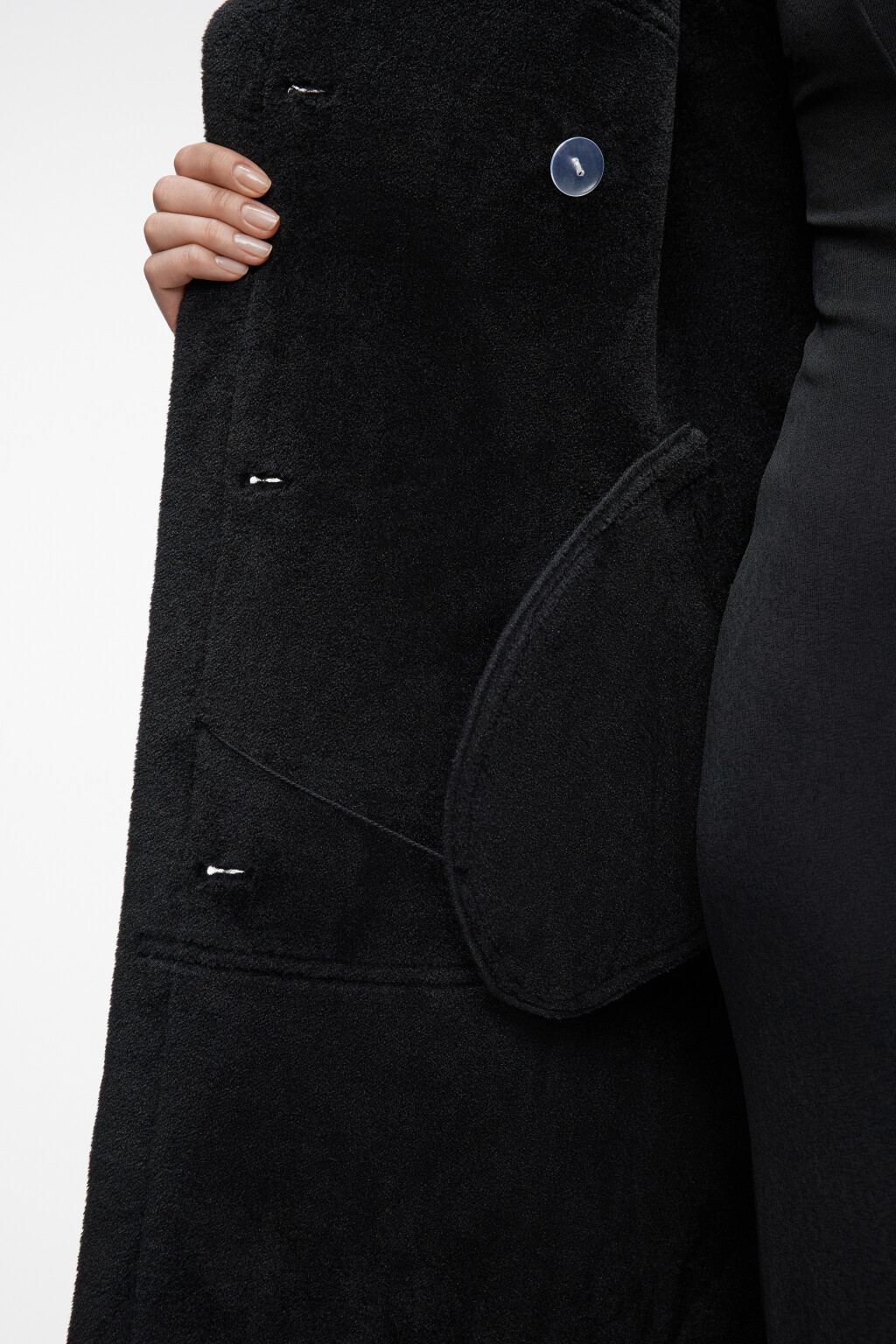 Дубленка длинная из искусственной кожи - цвет черный - 9