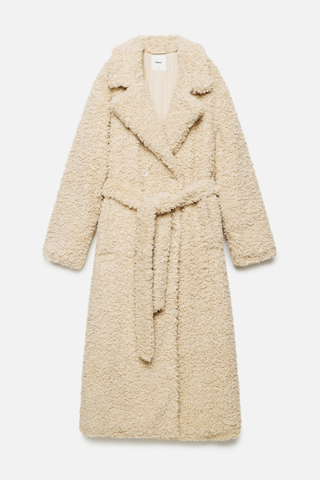 Шуба-тедди из искусственного меха с поясом - цвет бежевый - 10