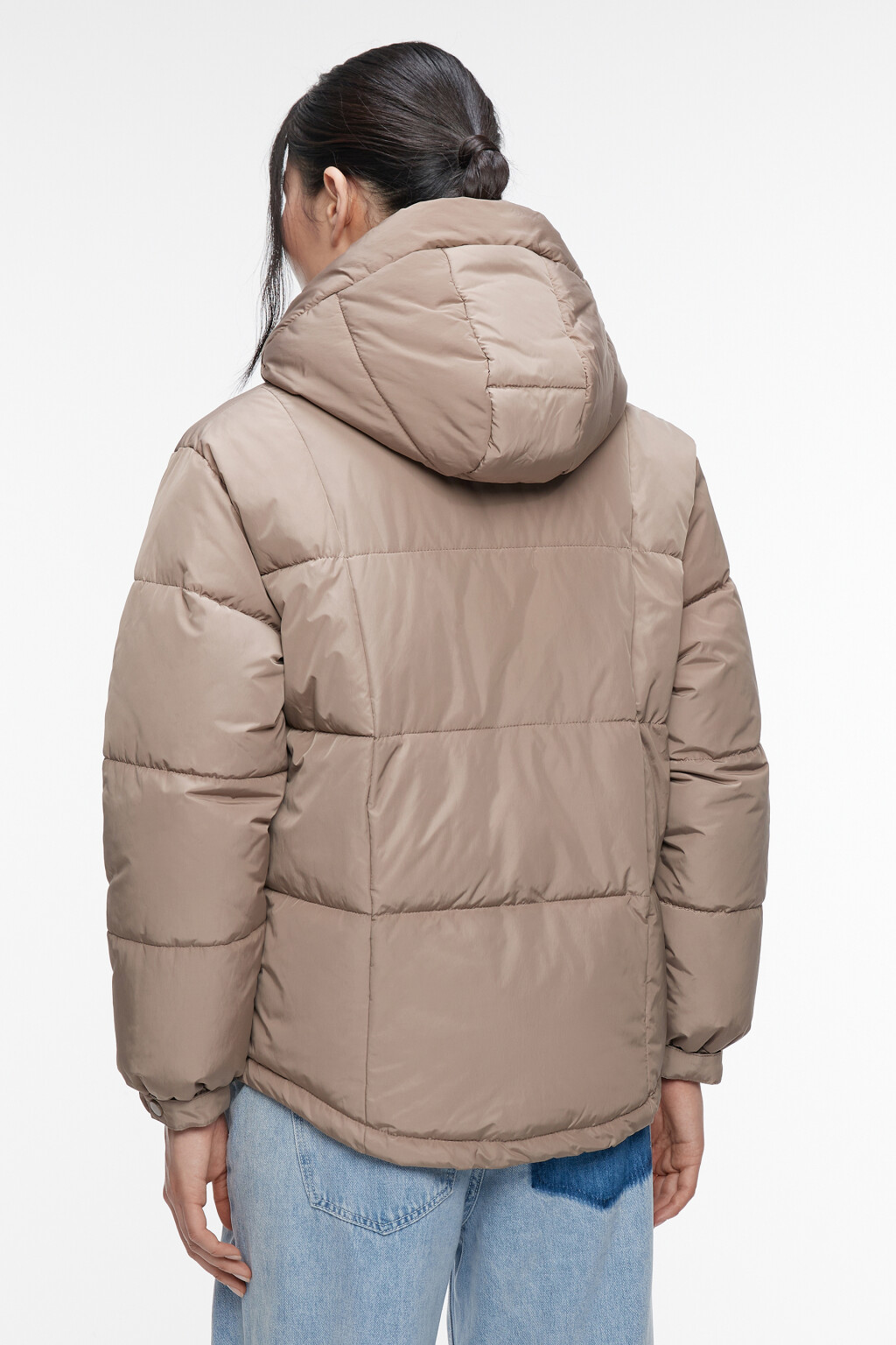 Куртка короткая стеганая с капюшоном и воротником - цвет коричневый - 5