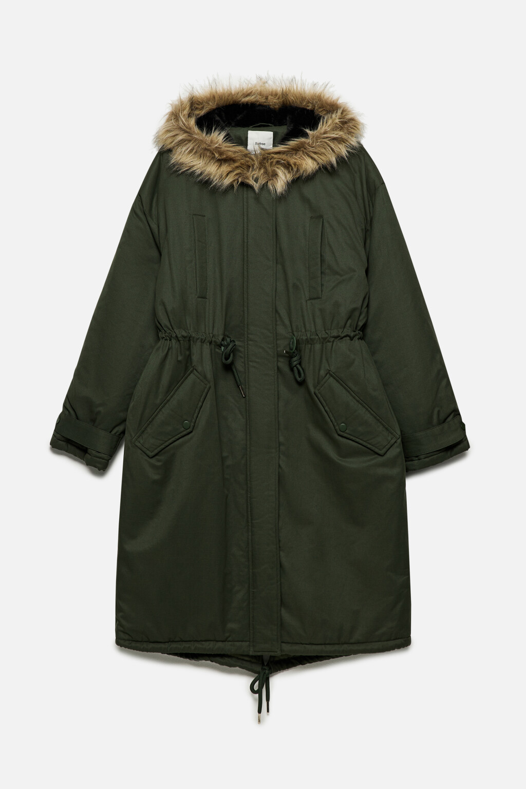 Куртка-парка длинная с опушкой и капюшоном - цвет зеленый - 11