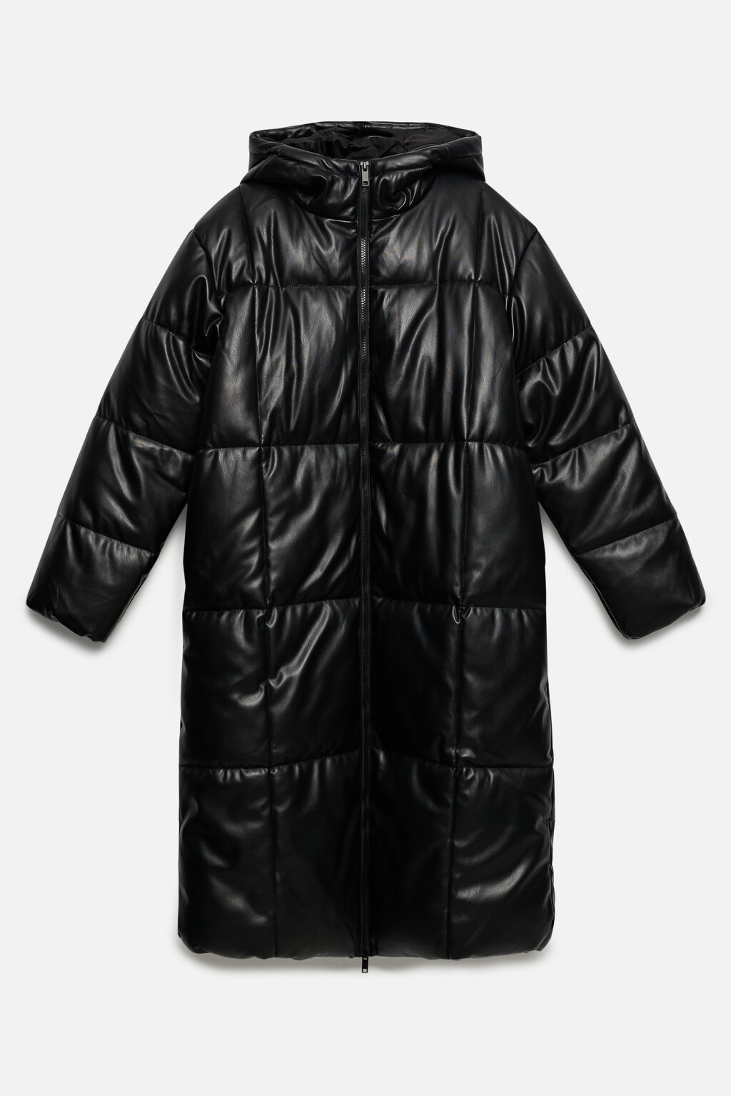 Куртка стеганая удлиненная с капюшоном - цвет черный - 8