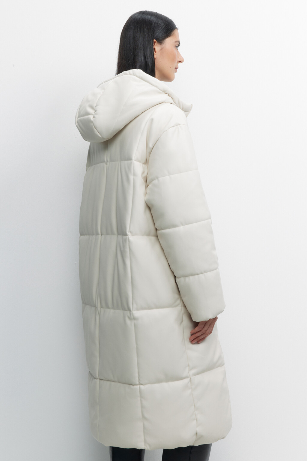 Куртка стеганая удлиненная с капюшоном - цвет бежевый - 5