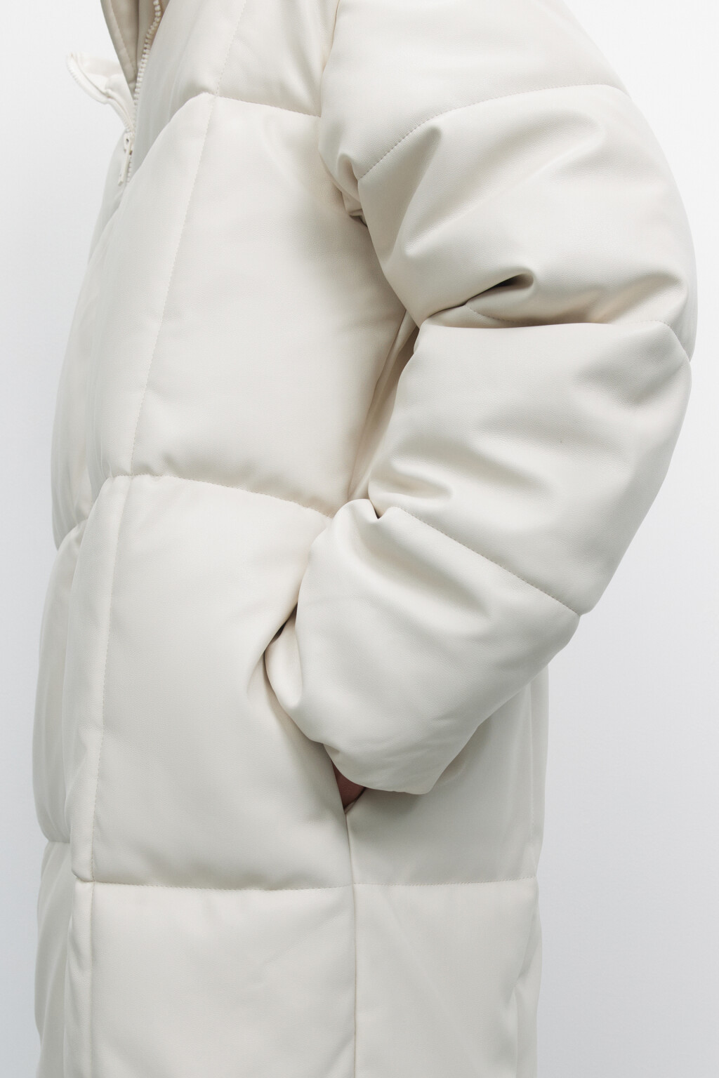 Куртка стеганая удлиненная с капюшоном - цвет бежевый - 6