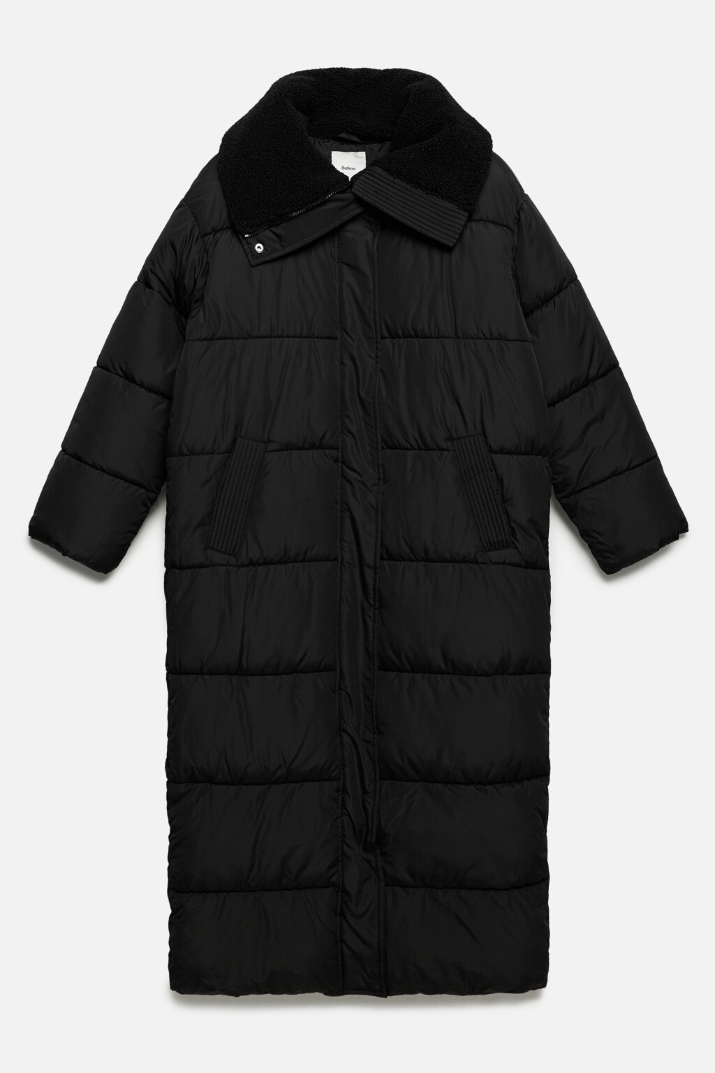 Пальто стеганое утепленное с широким воротником - цвет черный - 8
