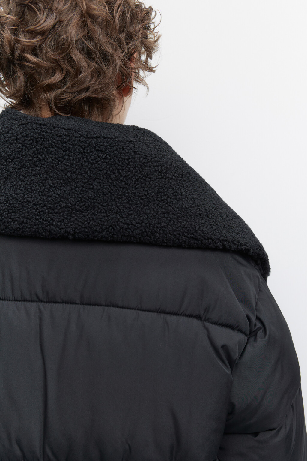 Пальто стеганое утепленное с широким воротником - цвет черный - 7
