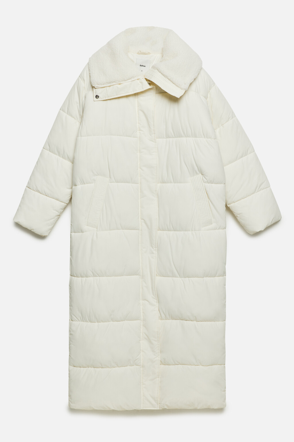 Пальто стеганое утепленное с широким воротником - цвет молочный - 8